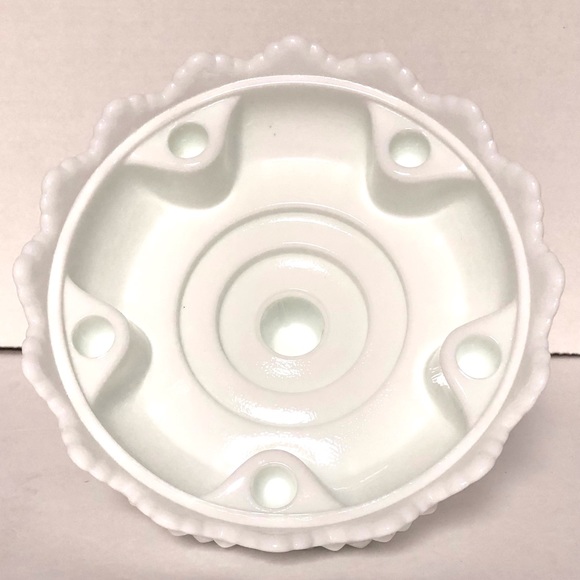 Fenton Hobnail Milk Glass Round Candle Holder - Picture 3 of 5